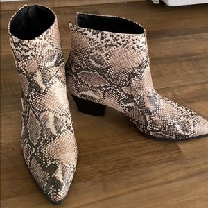 Snake skin ankle booties